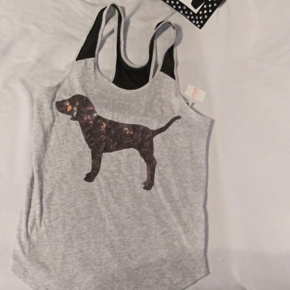 Pink by Victoria secret BLING tank NWT